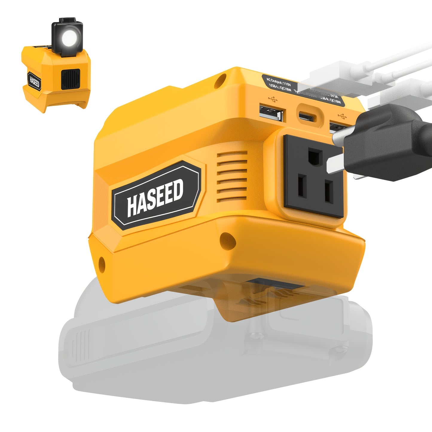 Power Inverter | DeWalt Milwaukee Battery 110V AC USB LED Work Light
