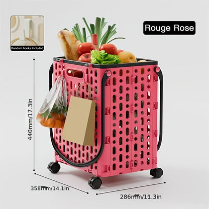 Foldable Shopping Cart with Wheels and Handle Large Capacity Portable Trolley for Grocery Camping Travel Laundry Beach Outdoor Home Lightweight Space Saving