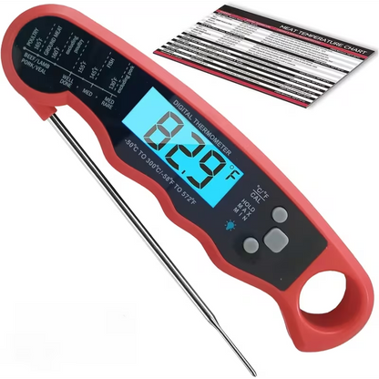 Meat Thermometer Instant Read - Digital Food Thermometer with Backlit Display for Cooking, BBQ, Grill & Oven, °C/°F Switch