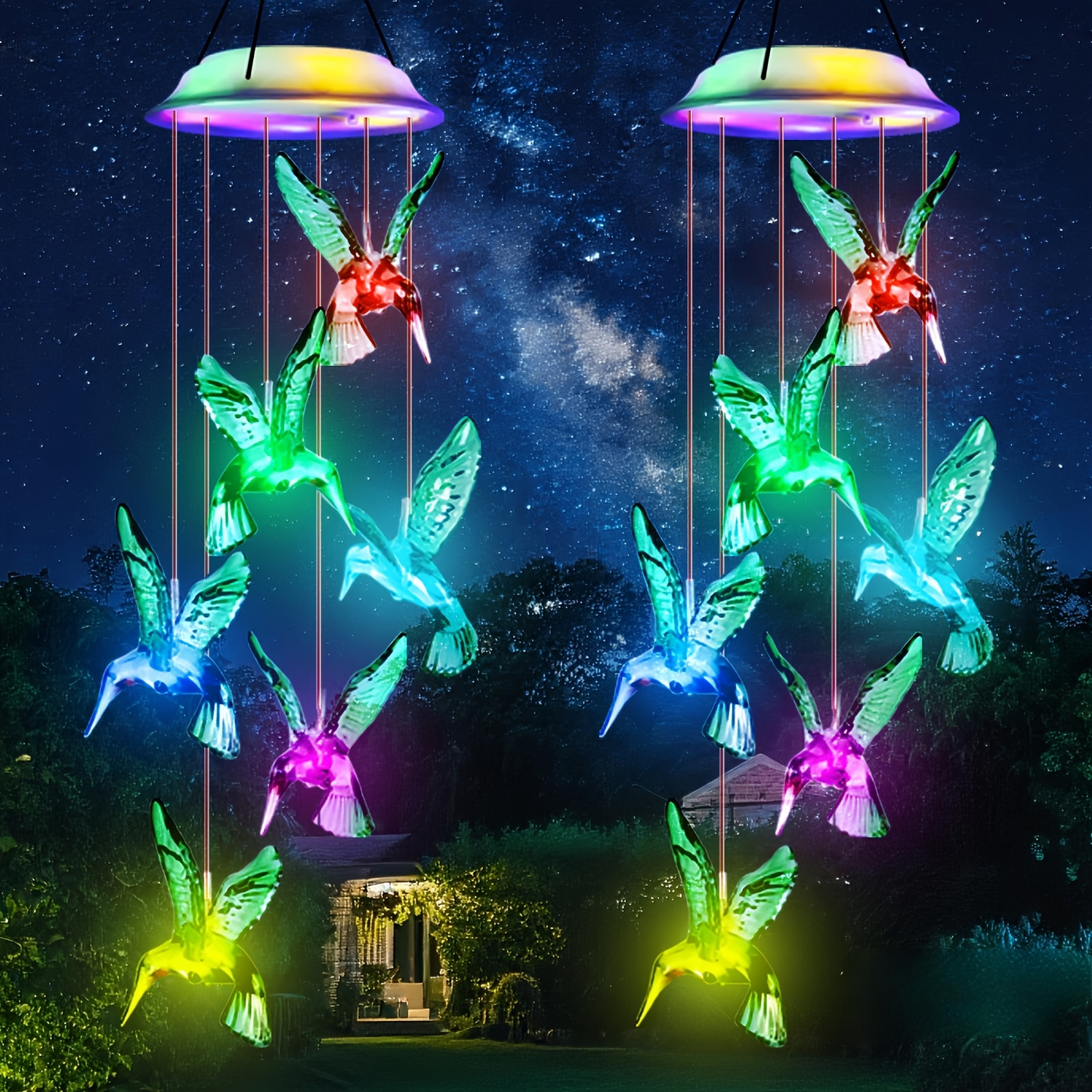 Solar Hummingbird Butterfly Pendant Light 6 LED Color