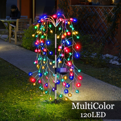 Solar Firecracker String Lights 120 LED, 8 Modes Waterproof