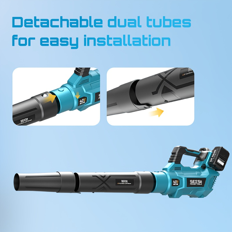 Cordless Leaf Blower 780CFM 40V Brushless, Seesii with 2x4000mAh Batteries & 2 Chargers, Turbo Button, Variable Speed, Lightweight for Lawn Care Yard Patio Debris Dust Cleanup
