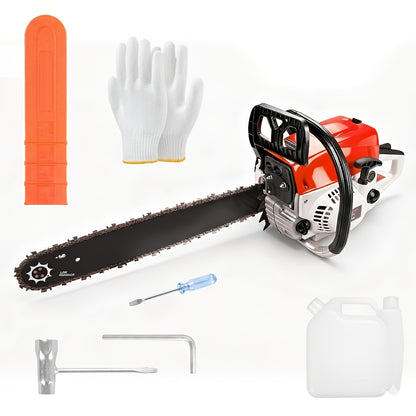 62CC Gas Chainsaw 20 Inch – 2-Stroke Engine, Anti-Vibration, Logging & Farm