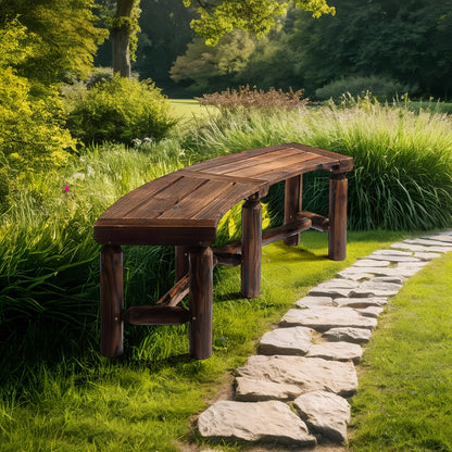 Curved Fire Pit Bench Outdoor - Rustic Softwood Log Seat for Backyard Bonfires, Cozy Fire Pit Gatherings & Patio Seating