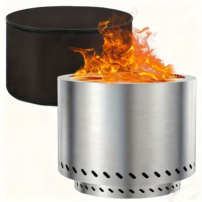 Smokeless Fire Pit 20 Inch 304 Stainless Steel Wood Burning Firepit for Outside with Carry Bag, Removable Ash Pan & Efficient Combustion for Backyard Patio Camping