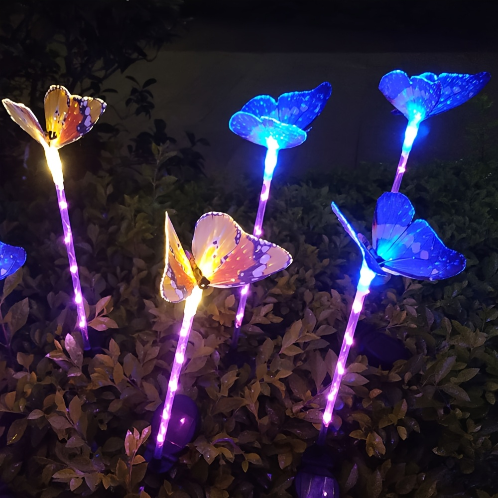 Solar Butterfly Garden Lights 6-Pack, Color Changing Waterproof