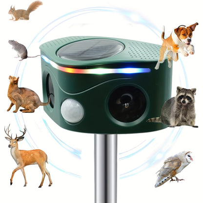 Ultrasonic Animal Repeller | Solar Motion Sensor Deer Cat Dog Garden
