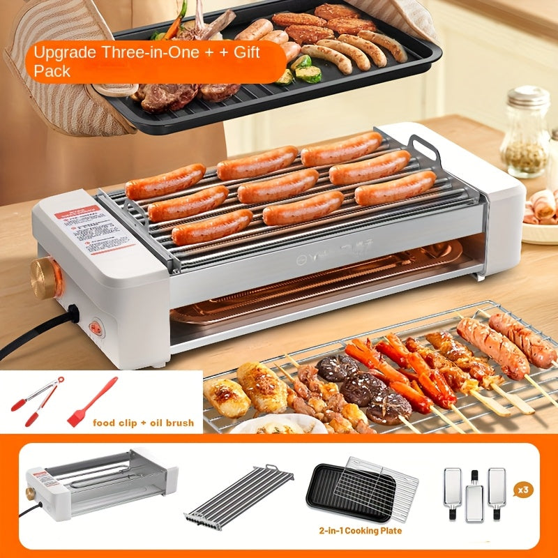 Sausage Grill 4-in-1 Multifunctional Electric Hot Dog Roller – Non-Stick Countertop Cooker with Adjustable Temperature, Detachable Panel, Silicone Oil Brush & Grill Holder – Easy Clean, Kitchen & Dorm Use