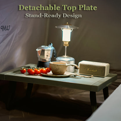 Outdoor Storage Box with Foldable Lid Table, Army Green
