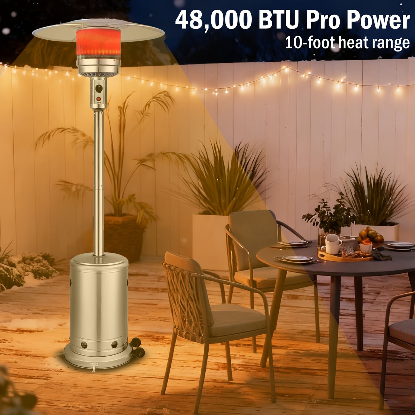 Patio Heater | Propane Outdoor Standing Stainless Steel Garden Party