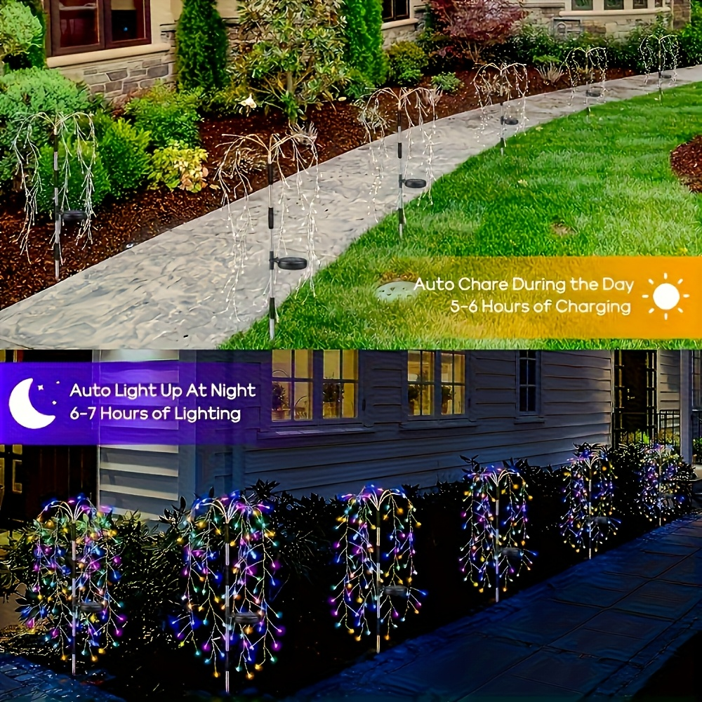 Solar Firecracker String Lights 120 LED, 8 Modes Waterproof