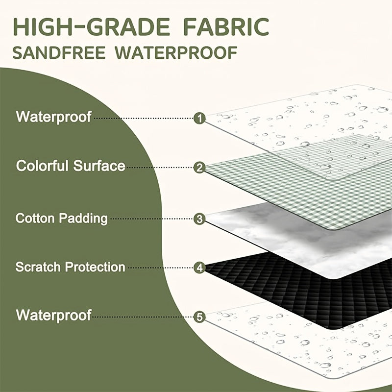 Sandproof Beach Blanket Oversized for 6-8 People Quick Dry Tear-Resistant Foldable Thick Mat for Picnic Camping Yoga Travel – Portable with Straps & Handle