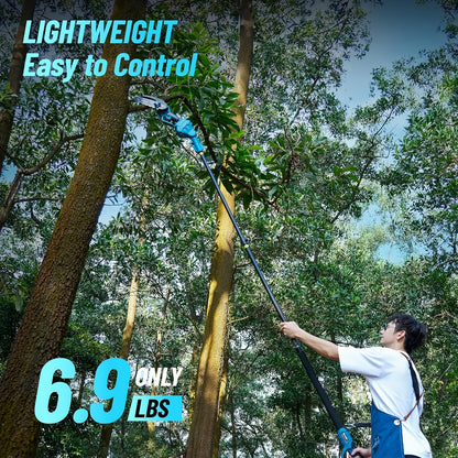 Cordless Pole Chainsaw 2-in-1 with 6" Brushless Chain, 16-Foot Max Reach, 2.0Ah Battery, Extendable Pole Saw for Tree Pruning and Wood Cutting