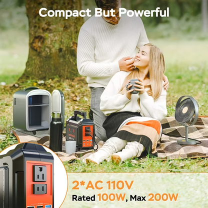 Portable Power Station 300W 296Wh Solar Generator LiFePO4 Battery Backup with AC Outlet USB QC3.0 for Camping RV Travel Home Emergency Outdoor