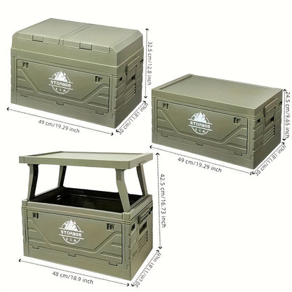 Outdoor Storage Box with Foldable Lid Table, Army Green