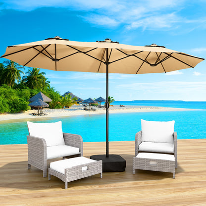 Patio Umbrella 15FT Double-Sided Large Outdoor Umbrella with Base – UPF 50+ UV Protection, Wind Resistant, Crank Open for Garden Pool Backyard