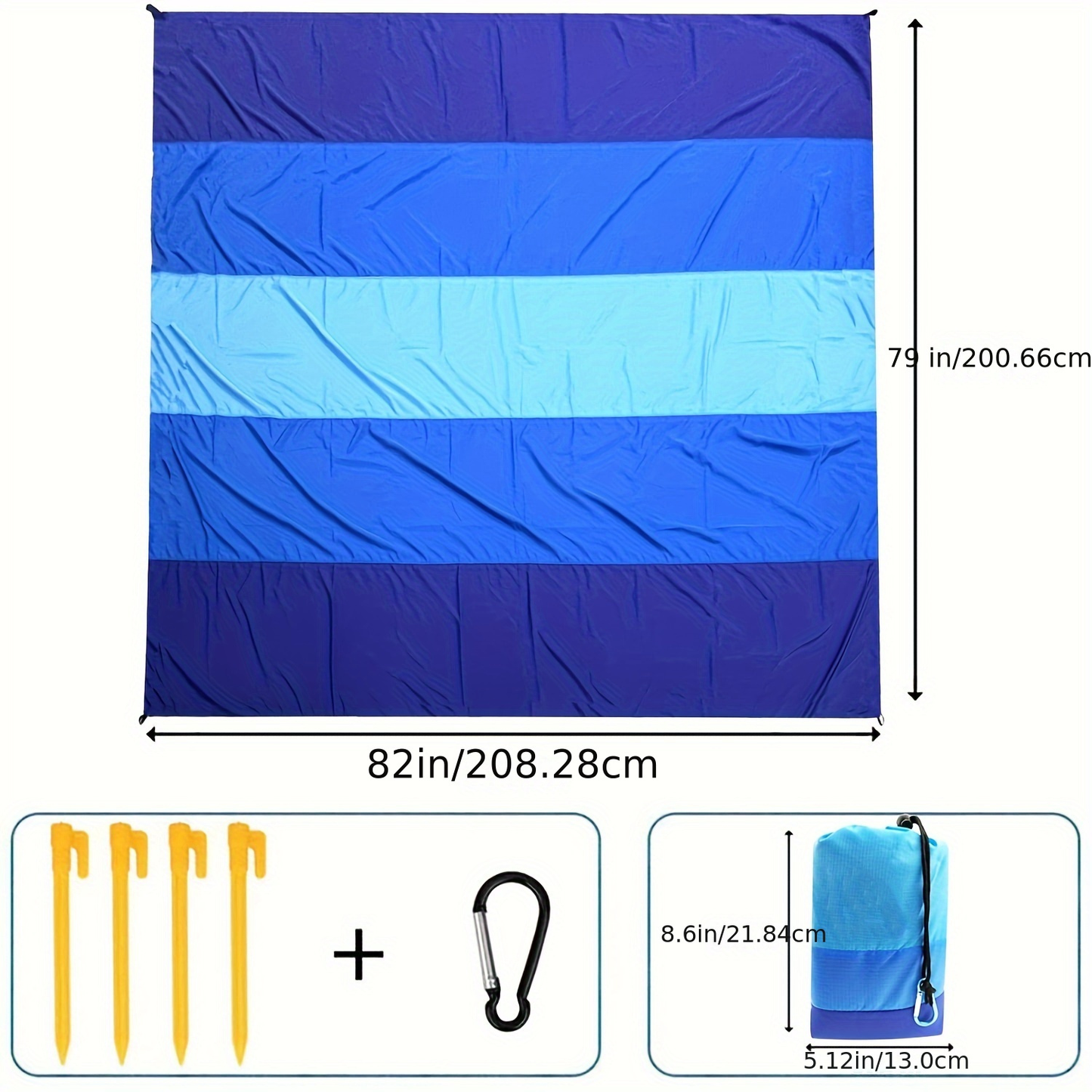 Beach Blanket Sandproof Quick-Dry Nylon Mat 79"x83" for 1-4 Adults – Lightweight Picnic Blanket for Beach, Camping, Hiking & Travel