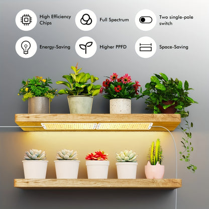 Ultra-Thin Grow Light Under Cabinet Full Spectrum 10-Level Dimming | 3/9/12H Timer High Lumen Sticky & Hangable All Growth Stages | 4pcs Indoor Plants
