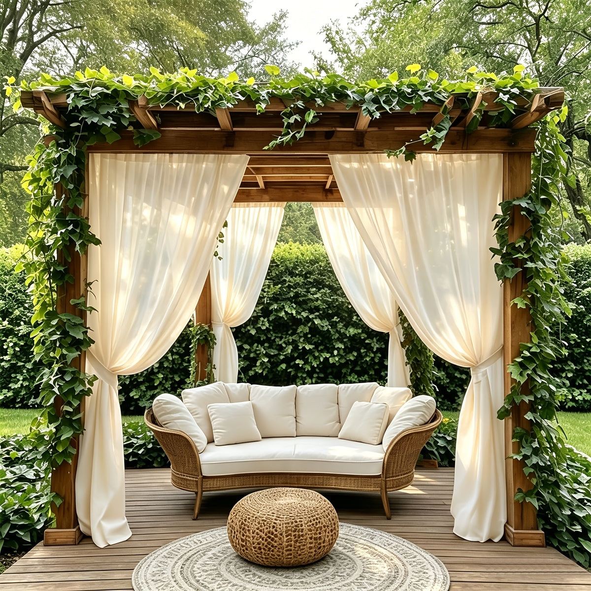 Sheer Curtains Outdoor Voile Drapes 6 Pack – Semi-Transparent Light Filtering Grommet Top Panels for Porch Patio Pergola Balcony Pool Privacy