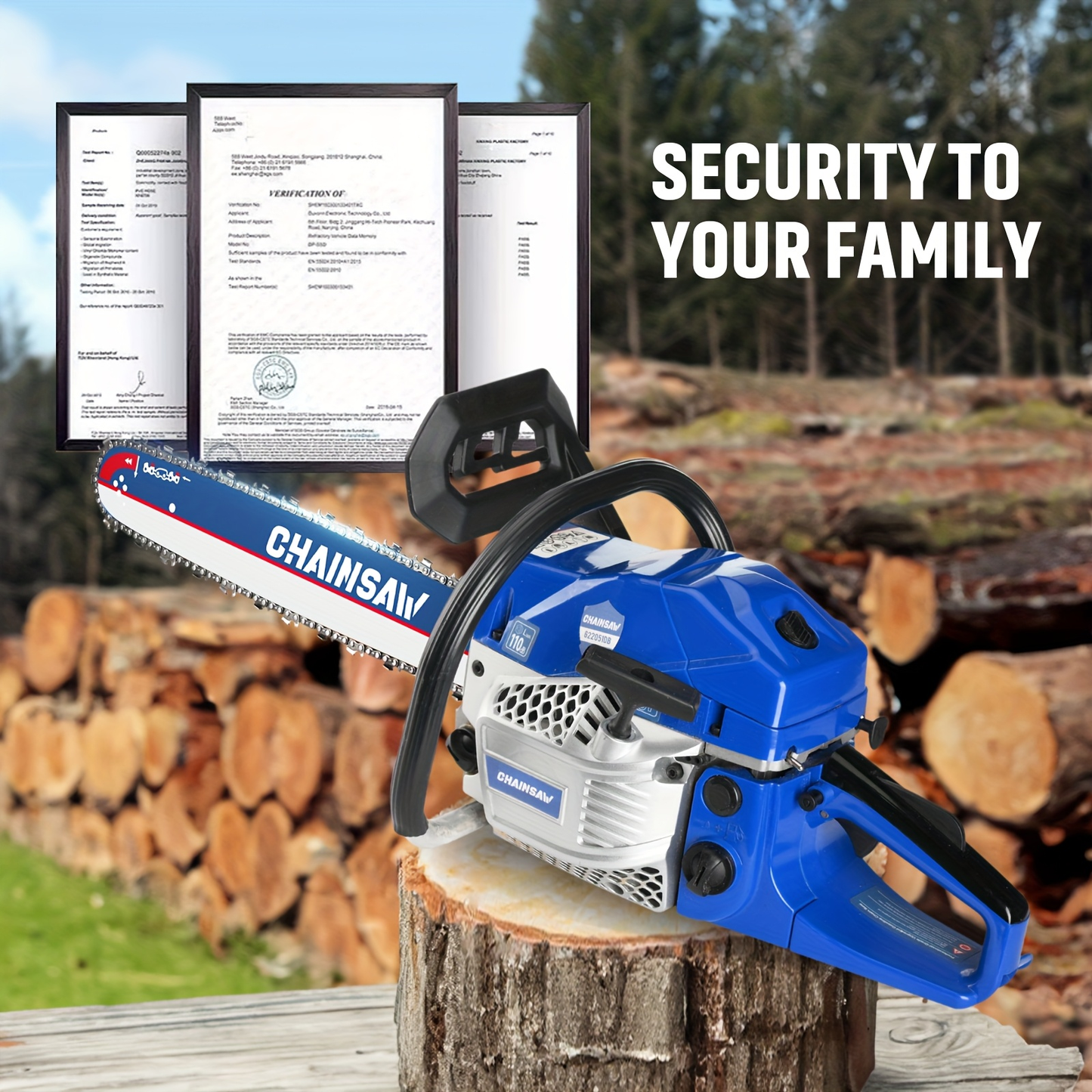 62CC Chainsaw Kit 20-Inch – 2-Stroke Gas Powered Logging Saw with Tool Kit, Oil Can & Bar Cover, Anti-Vibration Handle