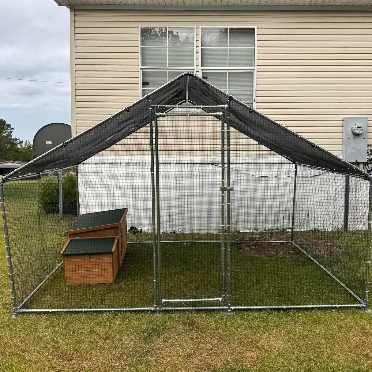 Walk-in Chicken Coop Large Heavy-Duty Metal Poultry Pen with Waterproof UV-Proof Roof Cover - Outdoor Backyard Farm Enclosure for Chickens Ducks Geese Rabbits, Multiple Sizes