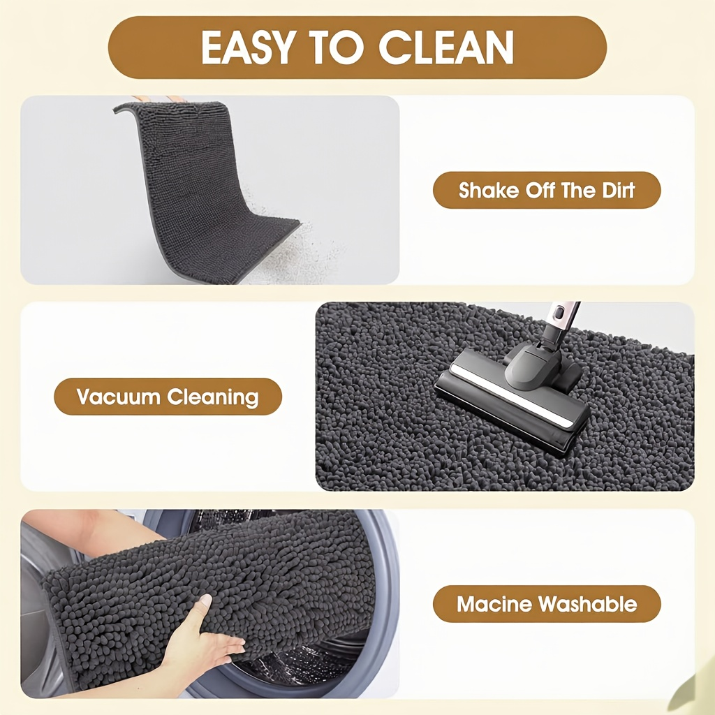 Chenille Dog Door Mat Super Absorbent Muddy Paws Non-Slip Washable Pet Rug Quick Dry Gingham Entryway Mat Indoor Outdoor Multiple Sizes & Colors