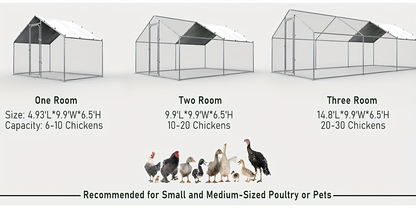 Metal Chicken Run Outdoor Poultry Cage Large Walk-in Enclosure for Chickens Ducks Rabbits UV-Resistant Weather-Resistant Mesh Walls Secure Latches Easy-Access Doors No Electricity Needed