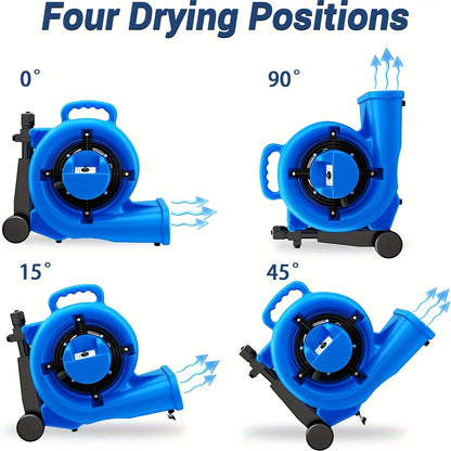 Air Mover Floor Dryer 5000CFM 1HP, Heavy-Duty Carpet Dryer & Portable Blower Fan, 3-Speed Quiet Floor Drying for Home & Commercial Use — Floors, Walls, Ceilings