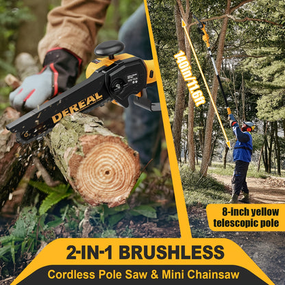 Mini Chainsaw Cordless 6-Inch Brushless with 20V 4.0Ah Rechargeable Battery, One-Hand Electric Handheld Chain Saw for Tree Trimming, Wood Cutting and Yard Work