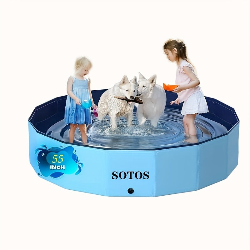 Foldable Dog Pool – Portable Hard Plastic Pet & Kids Swimming Pool, Anti-Slip Collapsible Bathtub for Indoor Outdoor Backyard Use, 3 Sizes