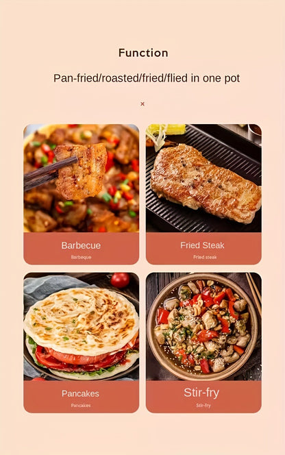 Electric Grill Pan Smokeless Indoor BBQ Non-Stick Griddle with Adjustable Temperature Control for Home Kitchen and Party
