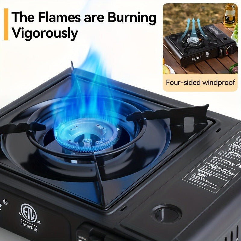 Backpacking Butane Stove, Lightweight Aluminum Alloy Camping Stove with Adjustable Flame Control, Compact Portable Design for Hiking, Outdoor Cooking & Emergency Preparedness