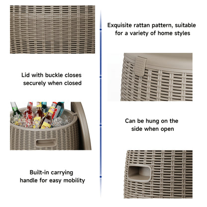 Outdoor Storage Bin 40L Rattan Deck Box UV Protected Weather Resistant