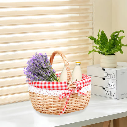 Picnic Basket Wicker | Retro Handheld Basket Camping Photo Gift Party