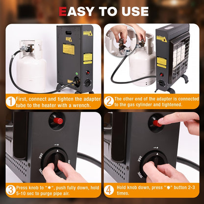 Infrared Propane Heater 18,000 BTU Indoor & Outdoor, Cabinet Heater with ODS & Tip-Over Protection, 3 Heat Modes, 450 Sq Ft Coverage, 69-Hr Burn – Patio, Garage, Camping, Greenhouse