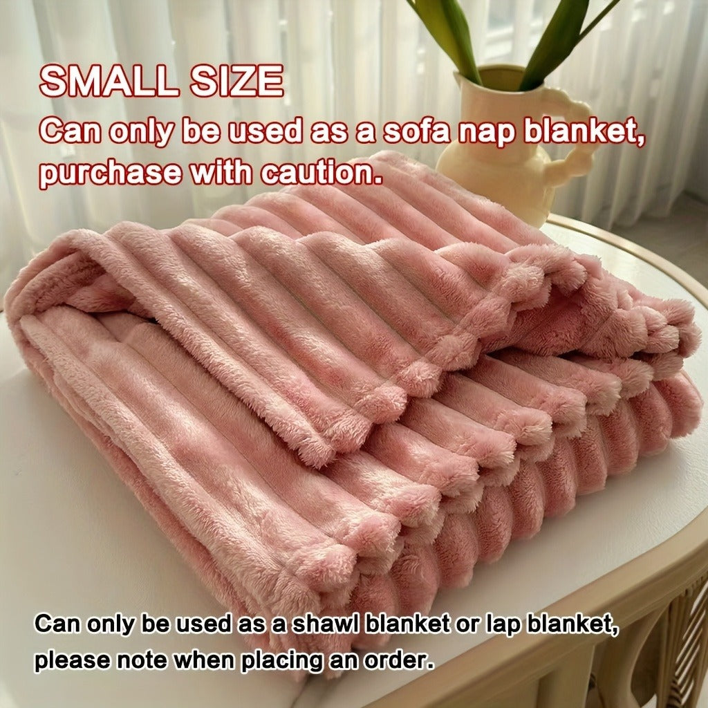 Fleece Blanket Double-Sided 3D Faux Rabbit Fur Throw – Ultra-Soft Thick 300-350g/m² for Home, Office, Travel & Camping, Multiple Sizes & Colors