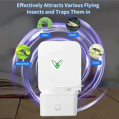 Flying Insect Trap Plug-In with UV Light & Sticky Boards – Indoor Mosquito Gnat Fly Catcher for Kitchen Bedroom Living Room, 10/20 Replaceable Glue Pads, Portable Pest Control