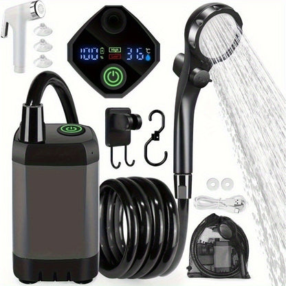 Portable Camping Shower 6000mAh IPX7 Waterproof 120-Min Runtime