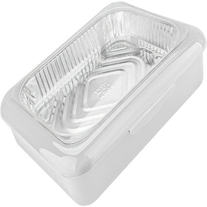 Foil Pan Carrier with Lid 2 in 1 Stackable Food Storage Set BPA Free Dishwasher Safe Portable Casserole Holder for Potluck BBQ Picnic Tailgate Meal Prep Party