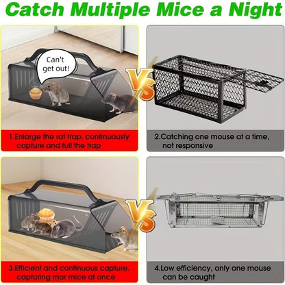 Humane Mouse Trap Live Catch - Fully Automatic Transparent Continuous Capture No-Kill Rodent Trap for Indoor Home, Kitchen, Garage & Outdoor Use