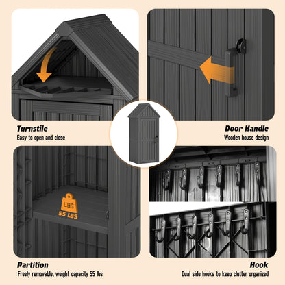 Resin Outdoor Storage Shed with Lockable Door & Sloped Roof