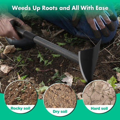 Garden Hoe Triangle Heavy Duty Carbon Steel with Adjustable 15–72 Inch Long Handle, Sharp Triangular Blade for Weeding, Digging, Soil Loosening and Edging