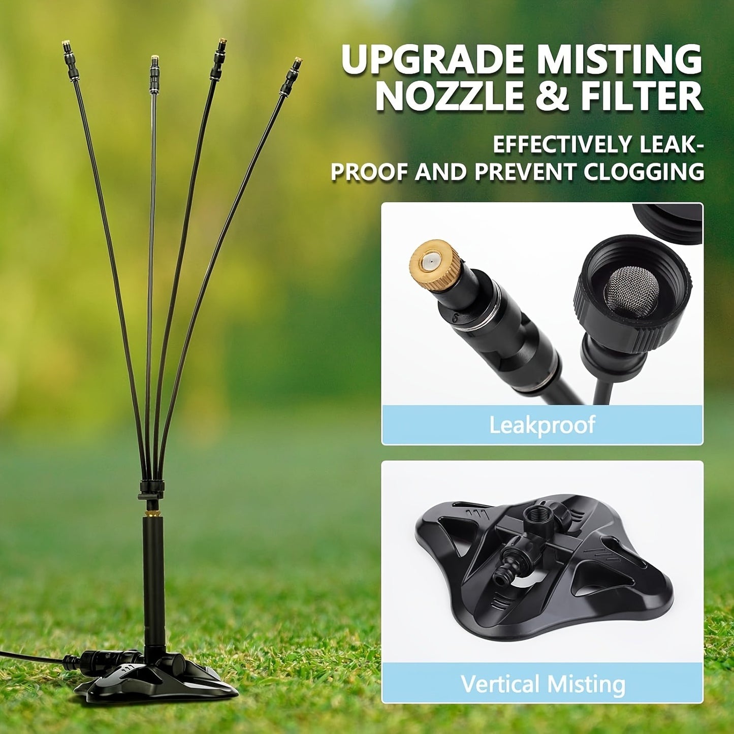 Outdoor Misting System Portable 26.5Ft Mist Cooling Kit with Adjustable Stand for Patio Garden BBQ