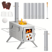 silvery stove + chimney*7 + gloves