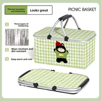 Aluminum Frame Picnic Basket Green Kitten (38*20*25)