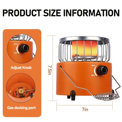 Camping Gas Stove Heater 9000 BTU 2-in-1 Portable Propane Indoor Outdoor Stove with Adjustable Flame, Stainless Steel 10.7x7 Inch, for Cooking, Heating & Emergency Preparedness — VAETTLO