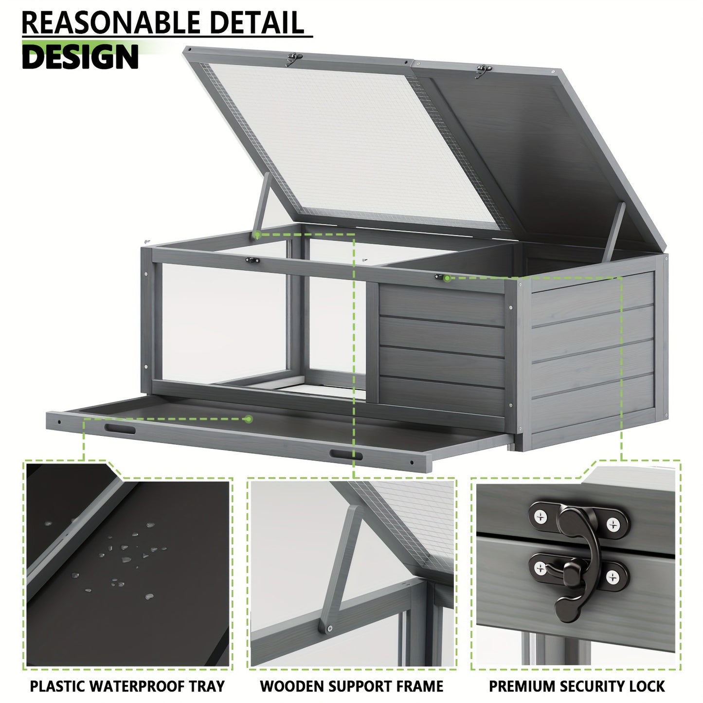 Large Tortoise Habitat Turtle Cage Enclosure with Detachable Legs Removable Roof Ramp Lamp Holder Indoor Outdoor
