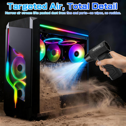 Electric Air Duster 130,000RPM Cordless Turbo Blower 2-in-1 Blow & Suction, 4-Speed Rechargeable Jet Fan Cleaner for PC, Car, Keyboard, Camera – Replaces Canned Air