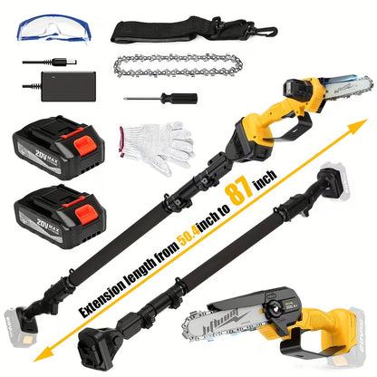 Telescopic Pole Saw Cordless Folding 6-Inch Electric with Ergonomic Compact Design, Battery-Powered Tree Pruner for Garden Pruning, Landscaping and Professional Cutting