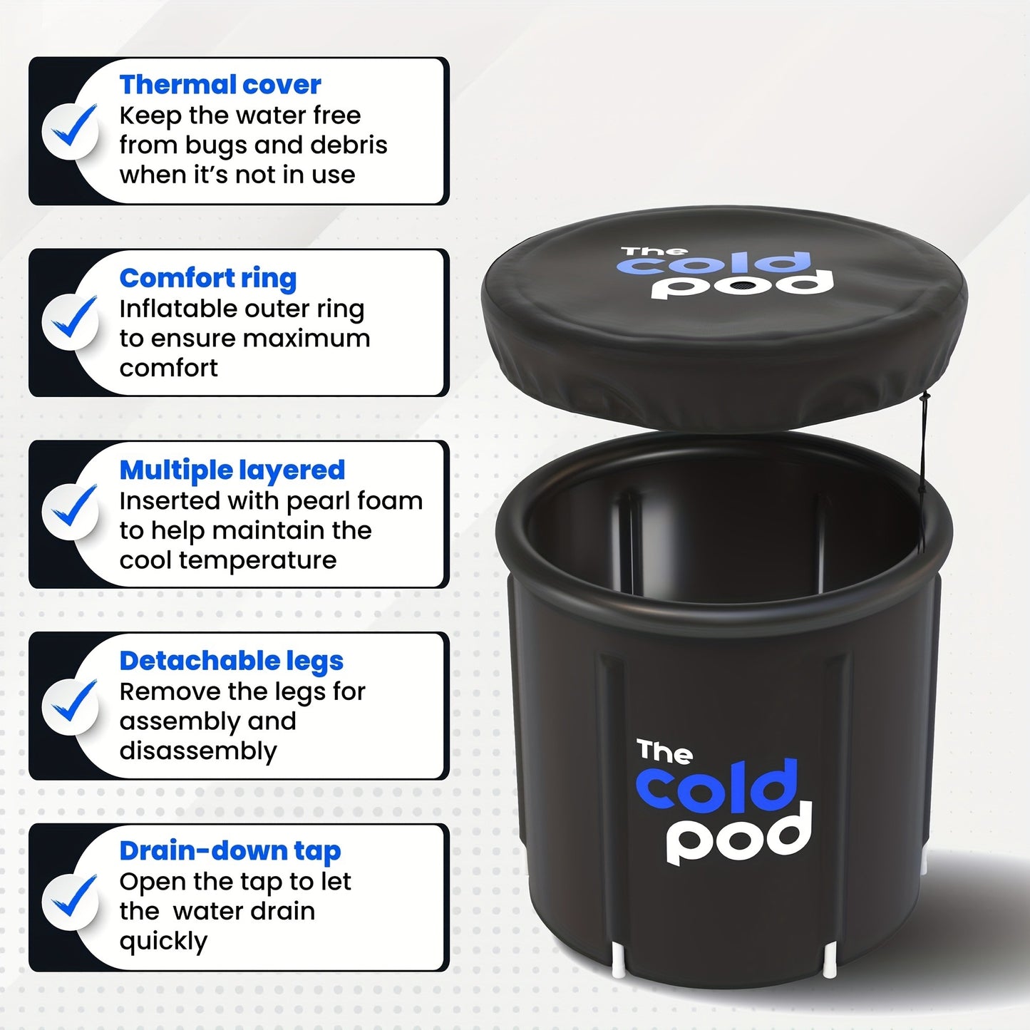 Cold Plunge Tub 88 Gallon Ice Bath Tub with Insulation Cover, Portable Freestanding Cold Water Therapy Tub for Athletes Indoor Outdoor Recovery